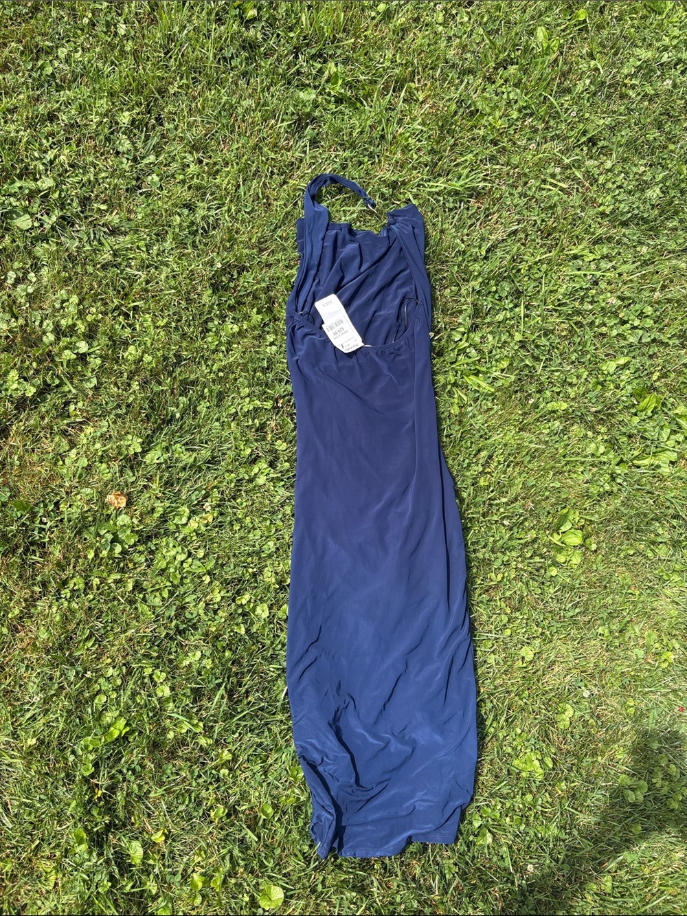 Navy Blue Halter Maxi Dress - Picture 3 of 5